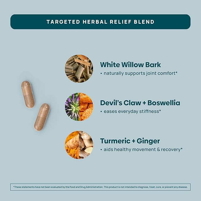 Pain Relief- White Willow Bark Extract Devil's Claw Turmeric Boswellia Bromelain and Ginger Premium Extract Blend- 120ct