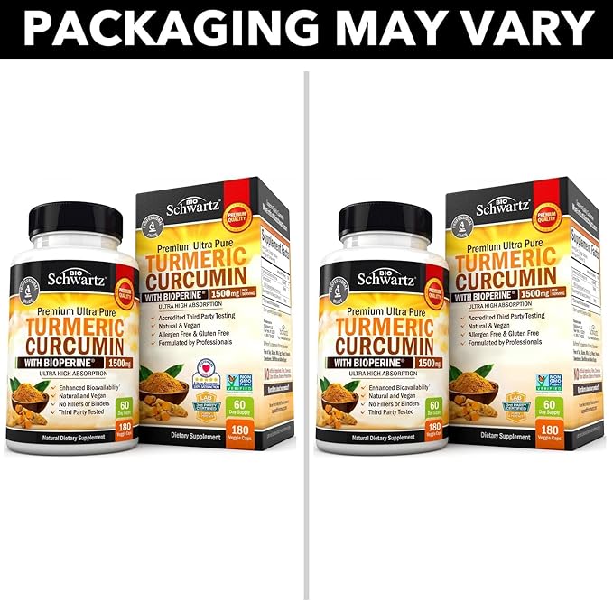 Triple Strength Omega 3 Fish Oil Softgels (2 Month Supply) Plus Turmeric Curcumin with Black Pepper Extract 1500mg Complex (2 Month Supply)