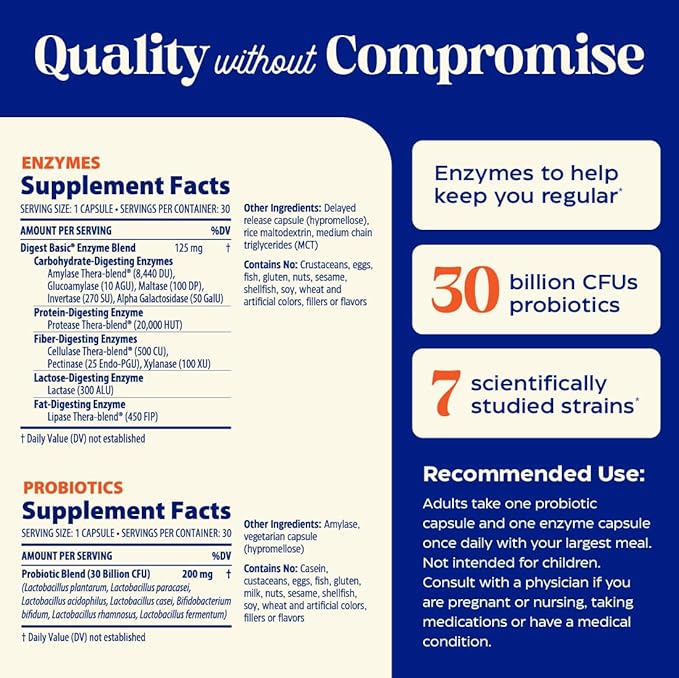 ENZYMEDICA Dinner Duo for Regularity Probiotic + Enzymes 30 CT