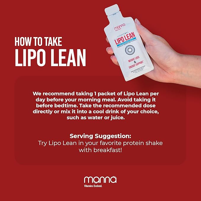 Manna Vitamins Evolved Liposomal Lipo Lean Thermogenic Metabolism Support Cravings Management Weight Loss Support for Women Men Liposomal Absorption 3500mg CLA Carnitine Green Tea 30 Packets