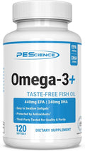 PEScience Omega-3+ 440mg EPA and 240mg DHA Fish Oil Supplement Easy to Swallow Small Size Softgel No Taste 60 Servings