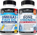 Bone Strength Mineral Supplement with Calcium and Magnesium (2 Month Supply) Plus Triple Strength Omega 3 Fish Oil Softgels (2 Month Supply)