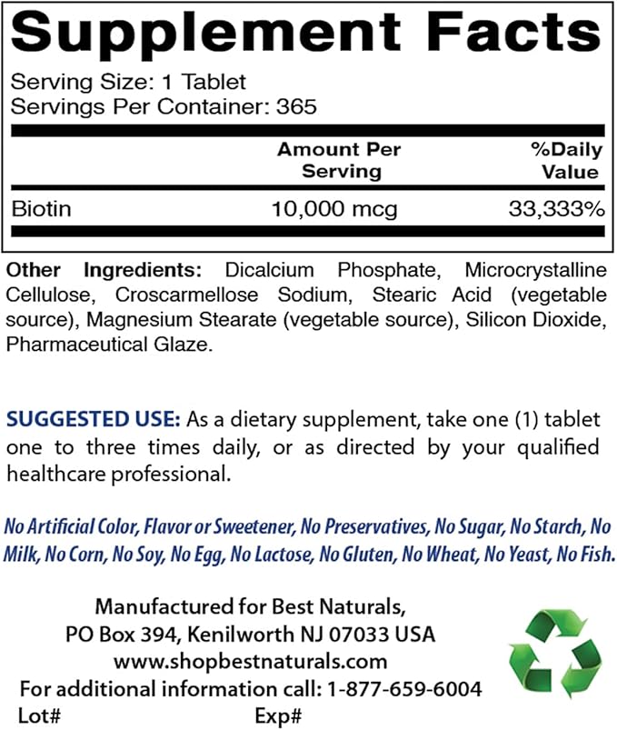 Best Naturals Biotin 10000 mcg &amp NAC 600 mg