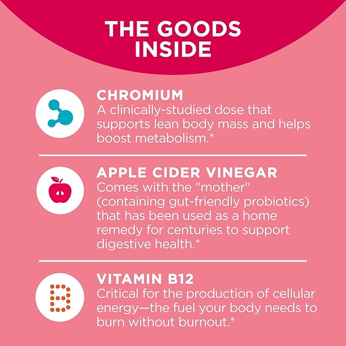 OLLY Extra Strength Daily Energy Gummy Caffeine Free 1000mcg Vitamin B12 CoQ10 Goji Berry &amp Metabolism Gummy Rings Apple Cider Vinegar Vitamin B12 Chromium Energy and Digestive Health