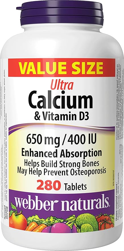 Webber Naturals Ultra Calcium with Vitamin D3 Enhanced Absorption 280 Tablets