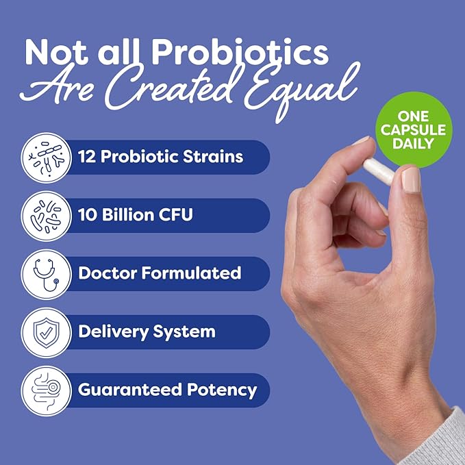 Probulin Daily Care Probiotic Supplement Digestive Gut and Immune Health Support Capsules for Men and Women 10 Billion CFU Vegan 30 Count Bottle