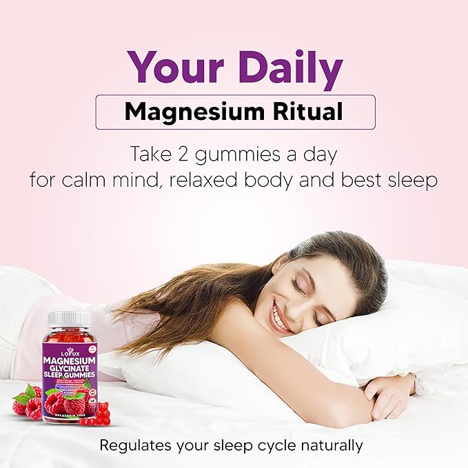 Lofux Magnesium Glycinate Gummies 400mg Sugar Free Magnesium Gummies for Adults Women Men Chewable Supplement Gummy with L-Threonate Vitamin D B6 CoQ10 - for Calm Sleep Body Relaxation 120 Ct