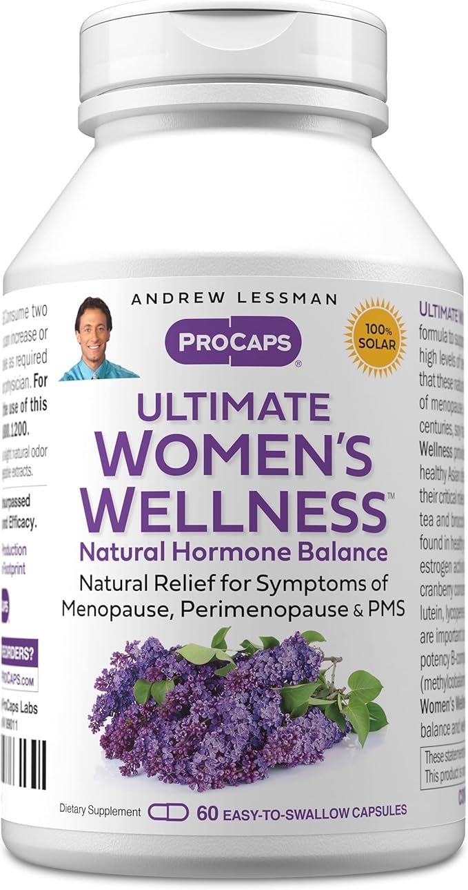 ANDREW LESSMAN Ultimate Women’s Wellness 60 Capsules - Naturally Relieves Menopause Symptoms PMS Perimenopause with Soy Isoflavones EGCG Cranberry Indole-3-Carbinol. Easy to Swallow Capsules