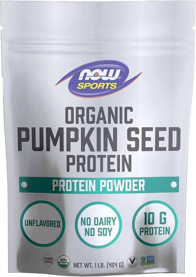 NOW Foods Sports Nutrition Organic Pumpkin Seed Protein Powder With 10g of Protein Certified Non-GMO Unflavored 1-Pound