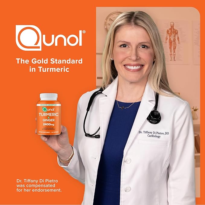 Qunol Turmeric Curcumin with Black Pepper &amp Ginger 2400mg Turmeric Extract with 95% Curcuminoids Extra Strength Supplement Enhanced Absorption Joint Support Supplement 105 Count