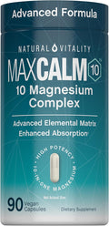 Natural Vitality MaxCalm Magnesium Complex Capsules | Advanced Formula &amp Enhanced Absorption | Gluten Free &amp Vegan Supplement | 90 Count