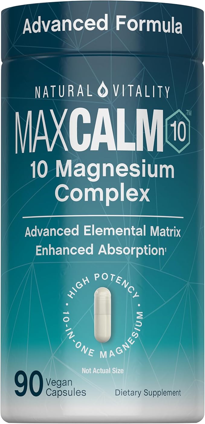 Natural Vitality MaxCalm Magnesium Complex Capsules | Advanced Formula &amp Enhanced Absorption | Gluten Free &amp Vegan Supplement | 90 Count