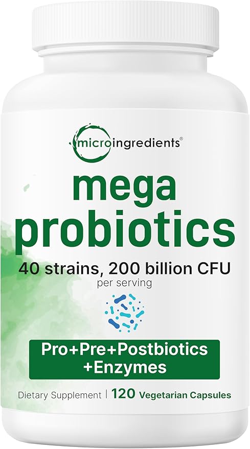 Micro Ingredients Vitamin D3 10000iu + K2 200mcg Softgels &amp Mega Probiotics 200 Billion CFU Veggie Capsules | 2 Pack Bundle | D &amp K Sunshine Vitamins | 40 Strains + Inulin Acacia &amp Brom