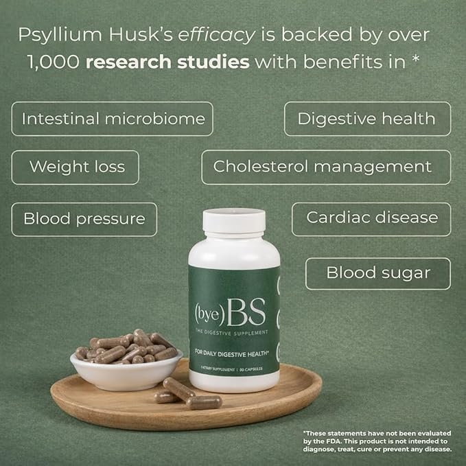 Digestive Support Supplement – Psyllium Husk Slippery Elm Peppermint Extract &amp L-Glutamine – Gut Health Bloating &amp Constipation Support Intestinal Lining &amp Bowel Function