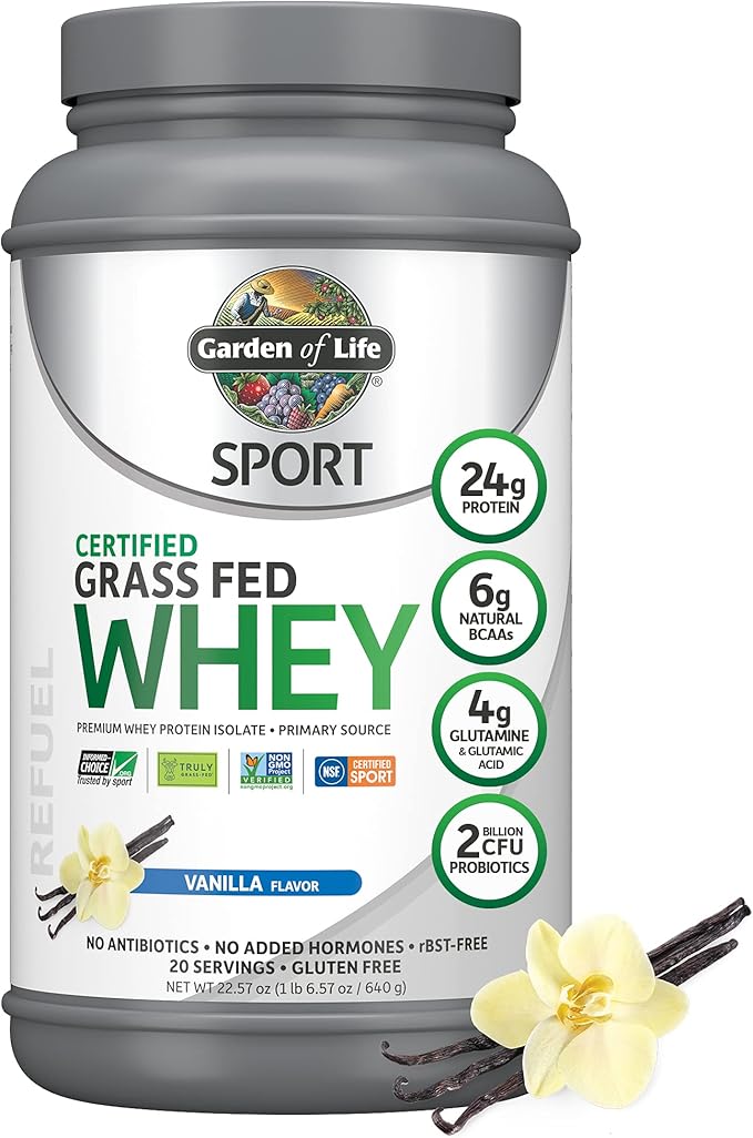 Garden of Life Grass Fed Whey Protein Powder and Organic Vegan Protein Powder Bundle - 24g and 22g Protein