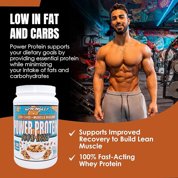 Gym Molly Power Protein Powder 100% Whey Protein Isolate 25g of Protein 5.5g BCAAs Fast Absorbing - Ready to Give You Fuel Around The Clock - 2lbs Cinnamon Flavored