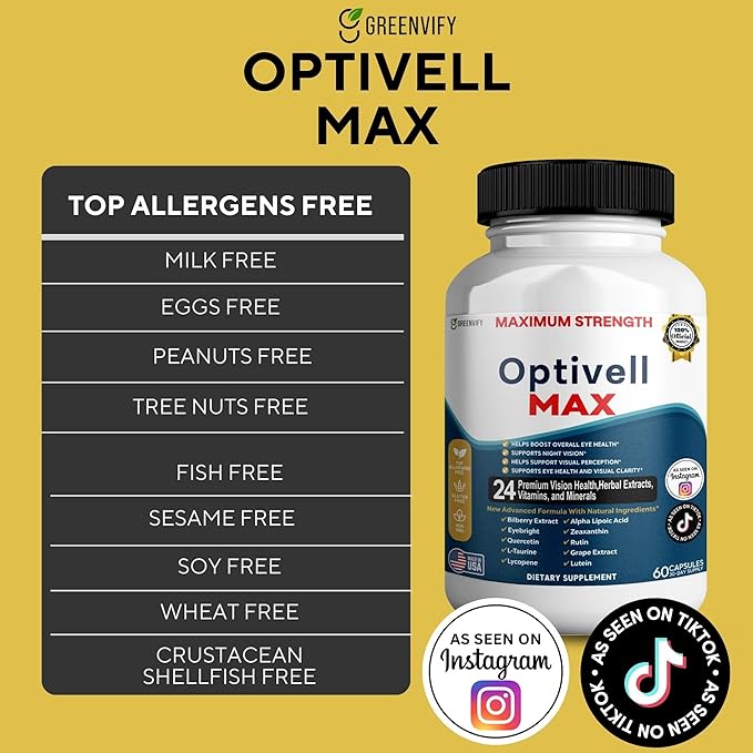 Optivell MAX Eye Health Supplement 24 Premium Vision Vitamins &amp Minerals 60 Capsules 30 Day Supply (2)
