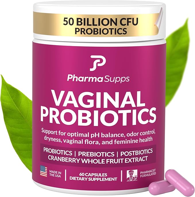 Women’s Probiotic for Vaginal Health | 50 Billion CFU with Probiotics Prebiotic Postbiotics &amp Cranberry for pH Balance UTI Support Yeast Gut Health Odor Dryness &amp Feminine Comfort