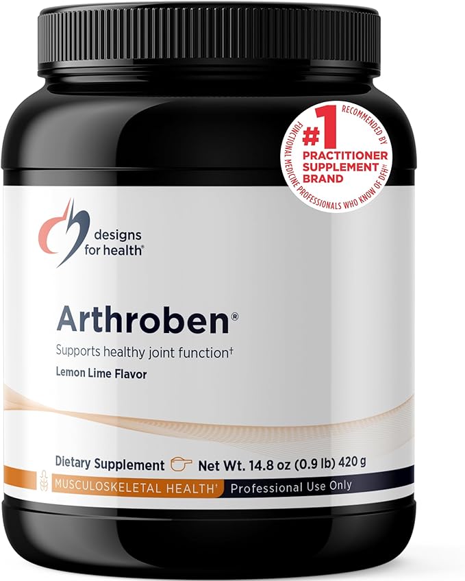 Designs for Health Arthroben Lemon Lime Flavor - Collagen Peptides Powder + Botanicals to Help Support Healthy Joints - Peptides Drink Mix Non-GMO (30 Servings / 420g)
