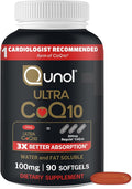 Qunol Ultra CoQ10 100mg Softgels- 3x Better Absorption Antioxidant for Heart Health &amp Energy Production Coenzyme Q10 Vitamins and Supplements 3 Month Supply 90 Count