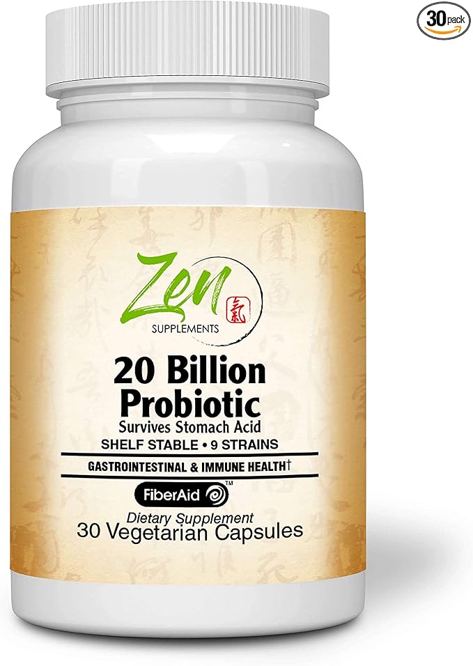 20 Billion CFU 9 Strain Multi-Probiotic 30-Vegcaps -Sustained Release Technology Resist Stomach Acid Shelf Stable - Support for Healthy Digestion &amp Intestinal Ecology Favorable Intestinal Flora