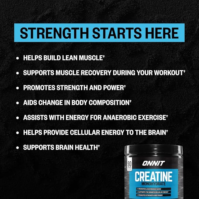 ONNIT Creatine Monohydrate Powder – Unflavored 90-Serving Value Size – Supports Strength Lean Muscle and Brain Energy† – Keto Friendly No Fillers 90 Servings 15.29 oz