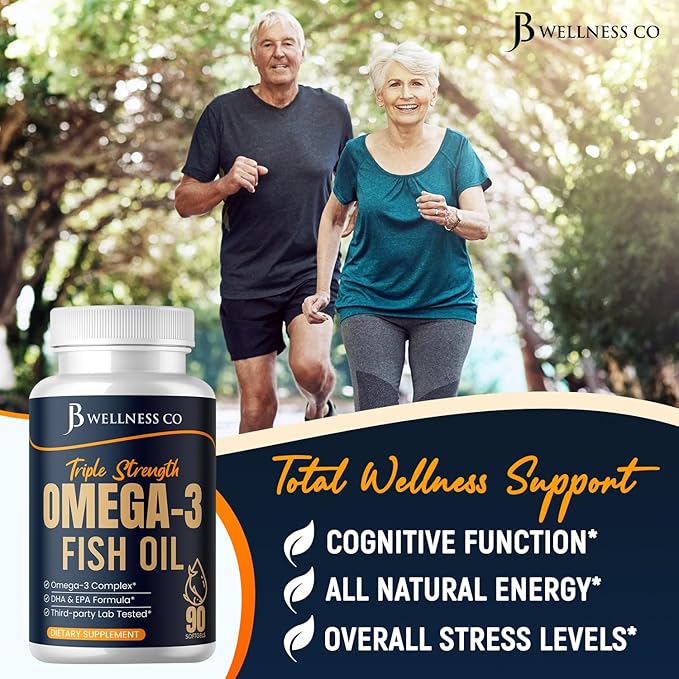 Triple Strength Omega 3 Fish Oil 3750 mg - EPA &amp DHA - Over 3000mg Omega-3 Fatty Acids - 1350mg EPA + 900mg DHA - Best Essential Fatty Acids Burpless Fish Oil - 90 Count