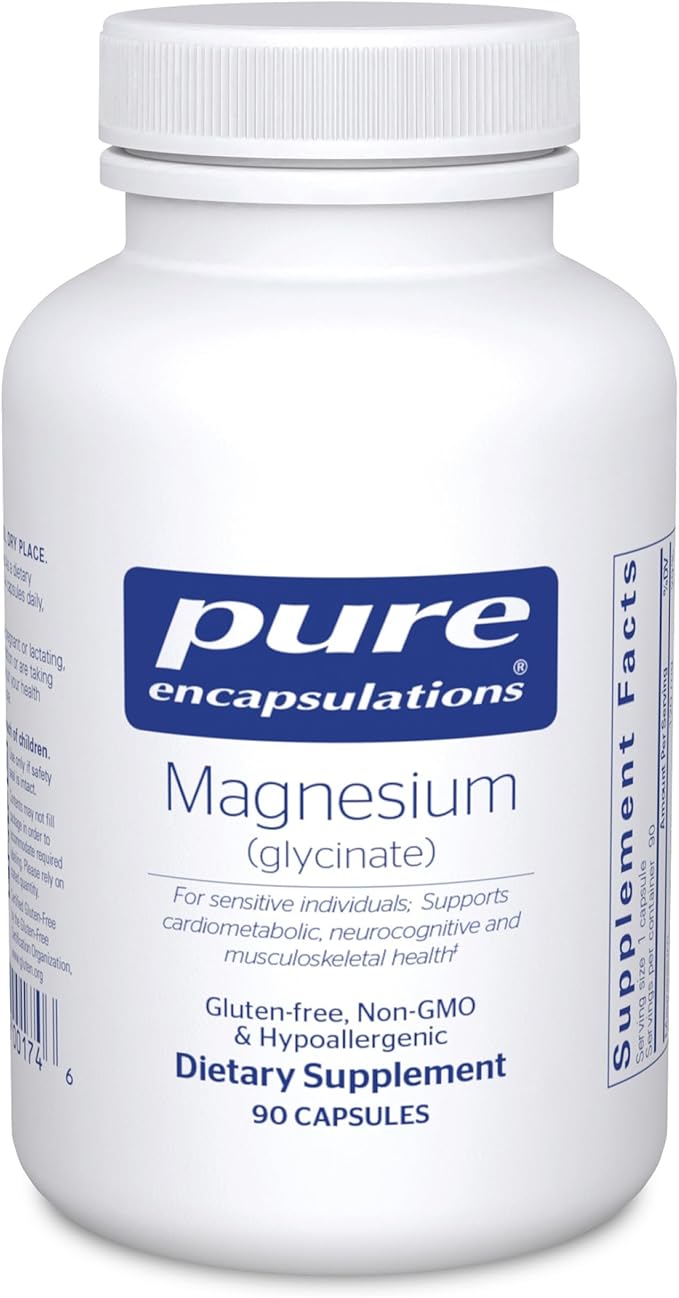 Pure Encapsulations Magnesium (Glycinate) - Supplement to Support Stress Relief Sleep Heart Health Nerves Muscles and Metabolism* - with Magnesium Glycinate - 90 Capsules
