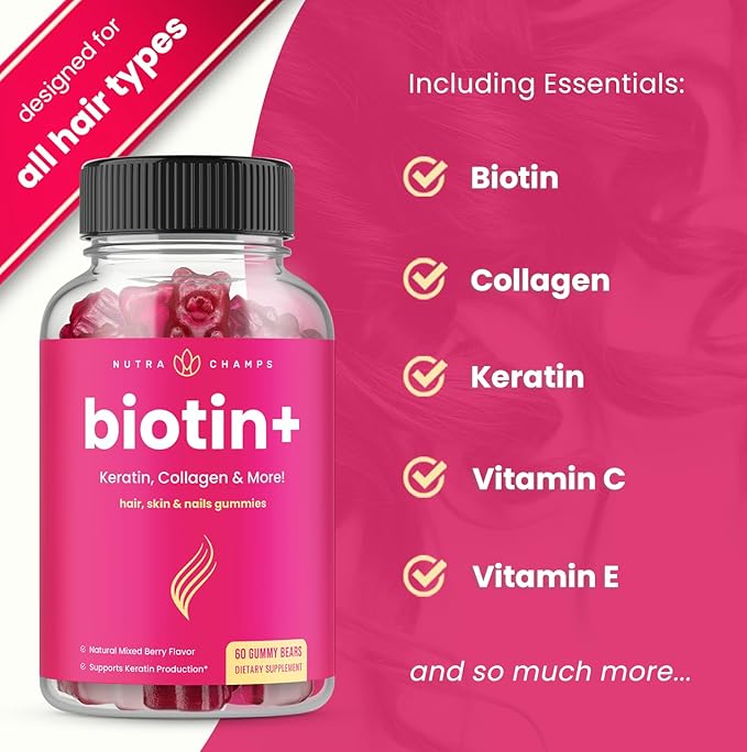 NutraChamps Complete Biotin Bundle for Hair Skin &amp Nails. Biotin &amp Biotin+