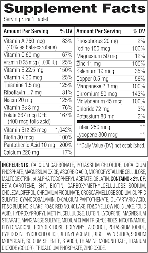 Equate Mature Adult 50+ One Daily Complete Multivitamin Compare to Centrum Silver (400 Ct) VSL-Shops