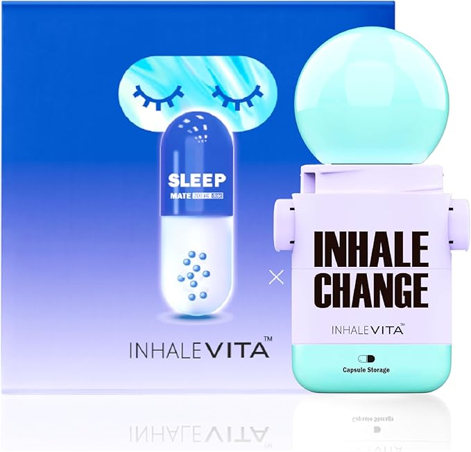 Melatonin Inhaler Sleep Aid Combo Green|Includes 15 Capsules &amp 1 Reusable Inhaler Fast-Acting with Advanced Absorption|0.4mg Low Dose Zero-Sugar|Wake Refreshed PortableNon-Habit Forming