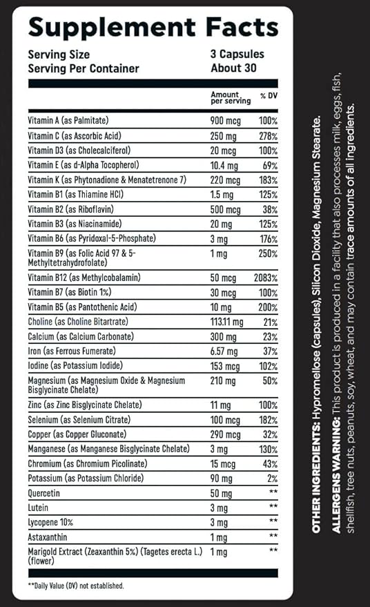 Multi VIT by HTLT | Complete Multivitamin for Men and Women | Daily Energy and Immunity Supplement | with Minerals and Antioxidants for Muscle Recovery (90 Capsules)