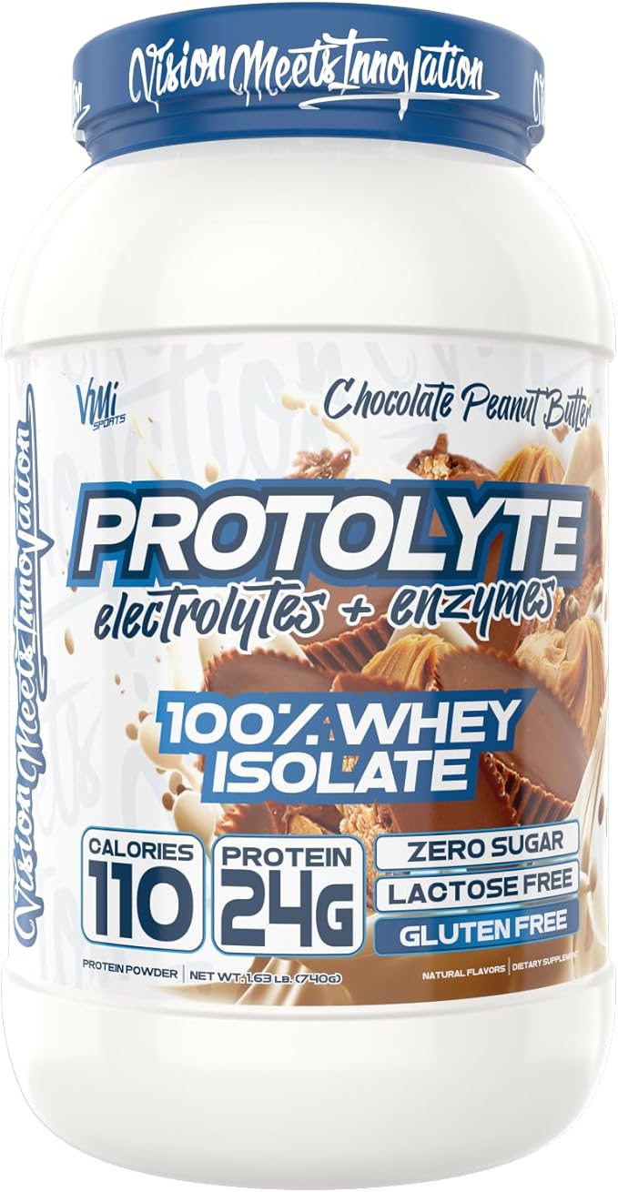 VMI Sports | ProtoLyte Whey Isolate Protein Powder | Low Calorie Whey for Weight Loss and Muscle Gain | Digestive Enzymes | Non-GMO (1.6 lb Chocolate Peant Butter)