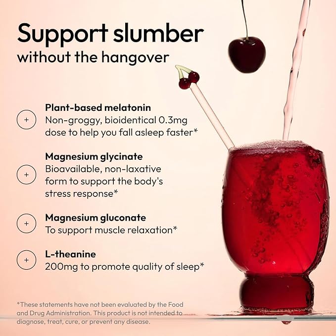 Moon Juice Sleepy Magnesi-Om - Magnesium Sleep Supplement Powder with L-Theanine &amp Plant-Based Low Dose Melatonin Sugar-Free Bedtime Drink Mix for Deep Sleep w/o Grogginess Cherry 35 Servings