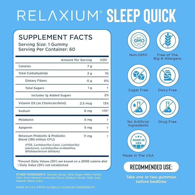 Relaxium SleepQuick &amp Calm Gummies 144 Count 5mg Melatonin Magnesium Ashwagandha Non-Habit Forming 72-Day Supply Travel-Friendly