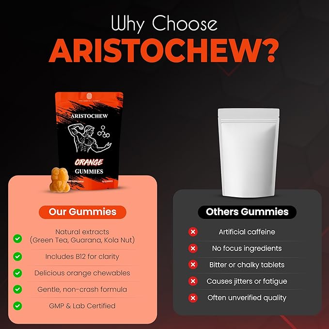 Aristochew Multivitamins Gummies Supports Energy Gummy - 10 Count - Non-GMO Gluten-Free Vegetarian Orange Flavor