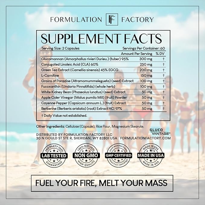 Formulation Factory Melt Mode 10-in-1 Metabolic Health &amp Energy Support | Green Tea L-Carnitine CLA Glucomannan &amp More | Helps Support Appetite &amp Metabolism Balance | 360 Count (Pack of