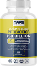 Probiotics 150 Billion CFU - 40 Strain Probiotics for Women Men and Adults - Shelf Stable Probiotic with Organic Prebiotic - Acidophilus Probiotic - 150 Capsules - Made in USA