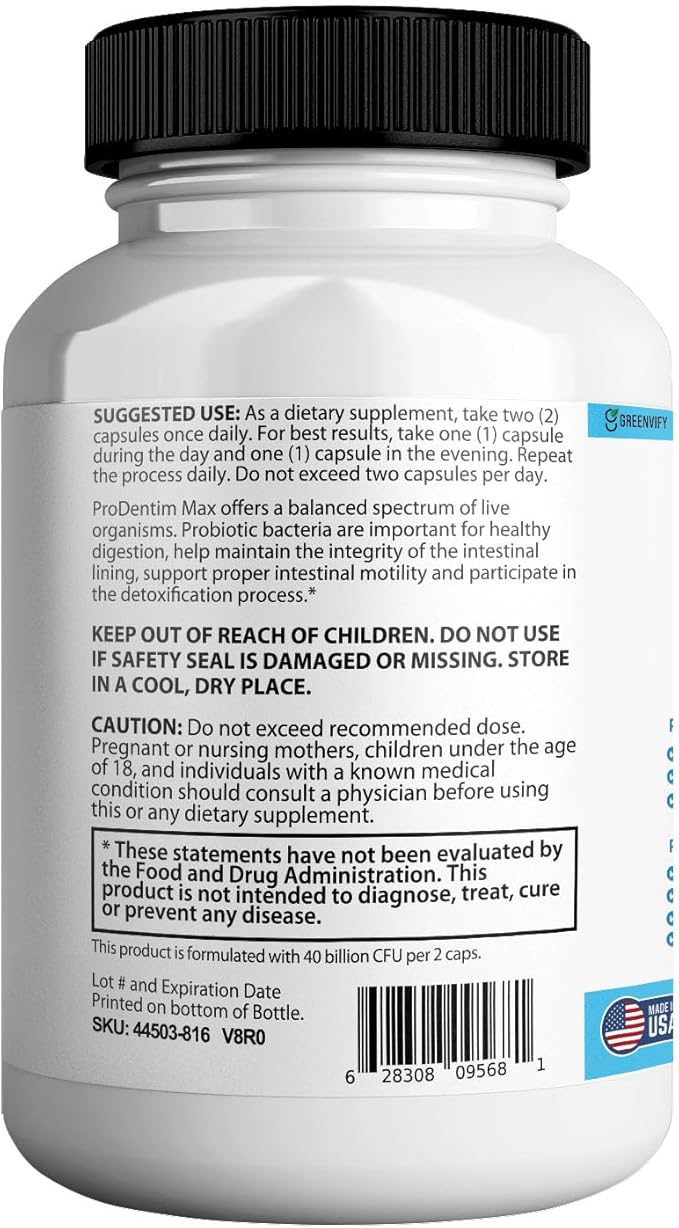 DentimPure Max Extra Strength Probiotic Supplement with 40 Billion CFU – Supports Teeth Gums Ear Nose Throat &amp Digestive Health – 60 Capsules (3)
