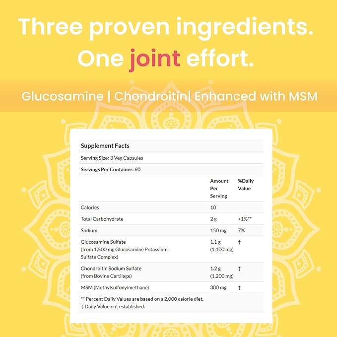 Move Better - Natural Joint Supplements For Women and Men | Supports Mobility Cartilage Repair and Joint Health | Fast Acting MSM Chondroitin &amp Glucosamine Joint and Knee Supplements | 90 Capsul