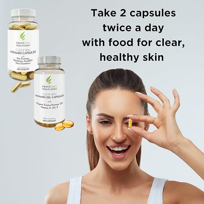 Clear Skin Acne Vitamin System | 20 Antioxidants Botanicals &amp Minerals | 60 Count Pack of 4