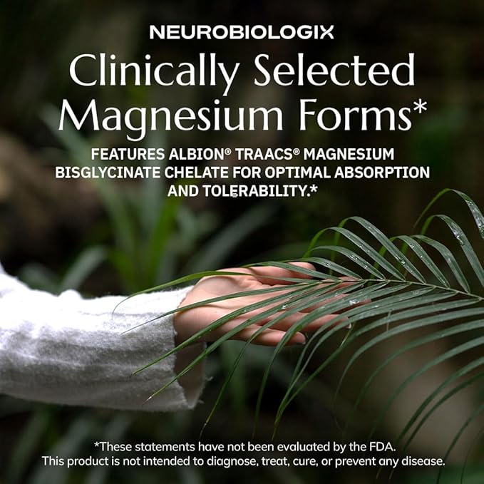 Neurobiologix Magnesium Glycinate Complex TRAACS ® Magnesium Bisglycinate Chelate for Muscle Nerve &amp Bone Support Gentle Easy-to-Digest Magnesium Supplement Non GMO Gluten Free 100 Capsules