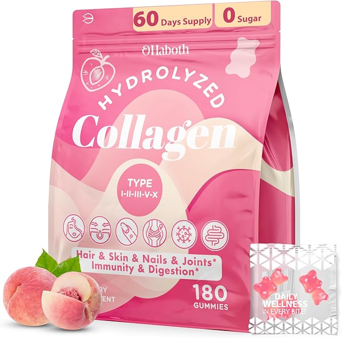Collagen Gummies for Women Hydrolyzed Collagen Peptides Type I II III V X 0 Sugar - Collagen Gummies for Skin Wrinkles Hair Nails Digestive &amp Immune Health 60 Days Supply