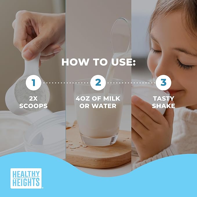 Healthy Heights Grow Daily Kids Protein Drink Mix (Plain) - High Protein Shake for Kids 3+