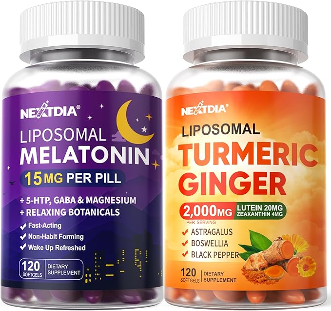 Liposomal Melatonin Sleep Softgels + Turmeirc and Ginger Supplement