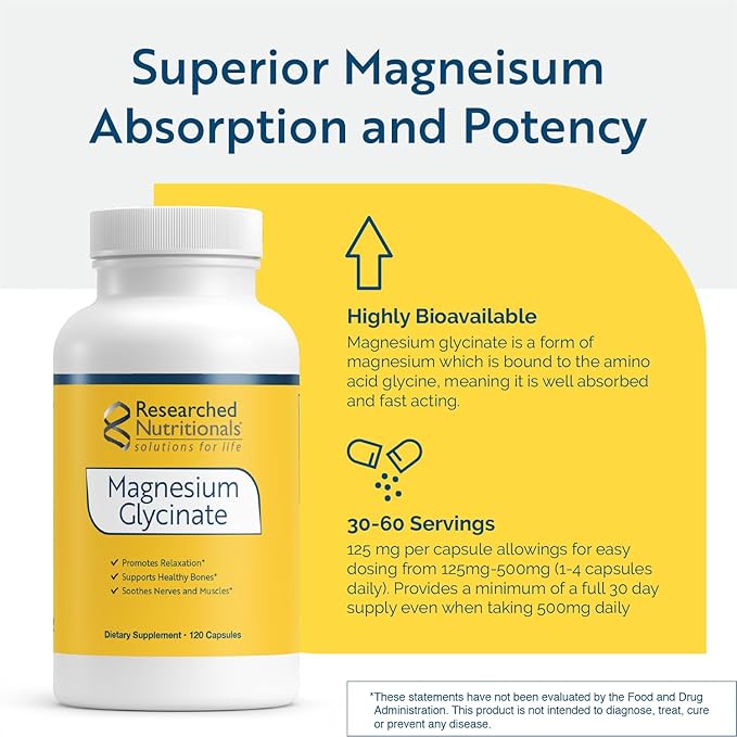 Researched Nutritionals Nighttime Support with Circadian PM and Magnesium Glycinate - 2 Product Bundle with Melatonin Valerian 5-HTP GABA and a Magnesium Supplement