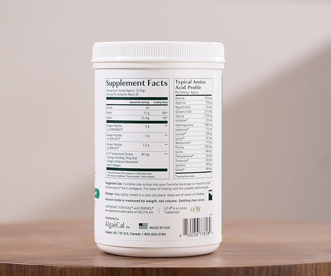 AlgaeCal Magnesium Relax™ - Chelated Magnesium with Ashwagandha for Sleep &amp Stress and AlgaeCal Collagen: 4 Clinically-Supported Peptides VERISOL® FORTIGEL® UC-II® FORTIBONE®