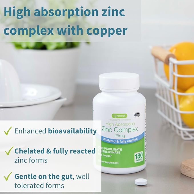 Triple Magnesium Complex + Zinc Complex Vegan Bundle High Absorption Chelated Magnesium + 25mg Chelated Zinc Picolinate &amp Bisglycinate with Copper by Igennus