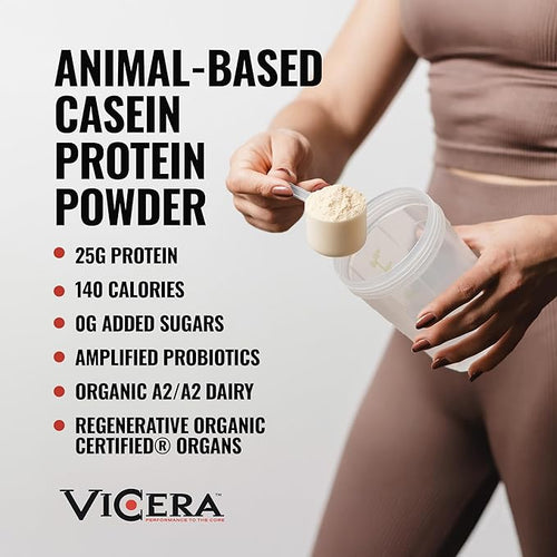 A2 Protein Powder Vanilla Creme 25 G Protein per Serving Organic A2/A2 Whey Casein Blend with Probiotics and Celtic Sea Salt Gluten Free Workout Supplement Non GMO 20 Servings 27.4 Oz