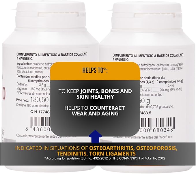 Ana Maria LaJusticia 2 Pack Collagen with Magnesium - 180 Tablets. Skin Rejuvenation Nervous System Support Bone and Teeth Health